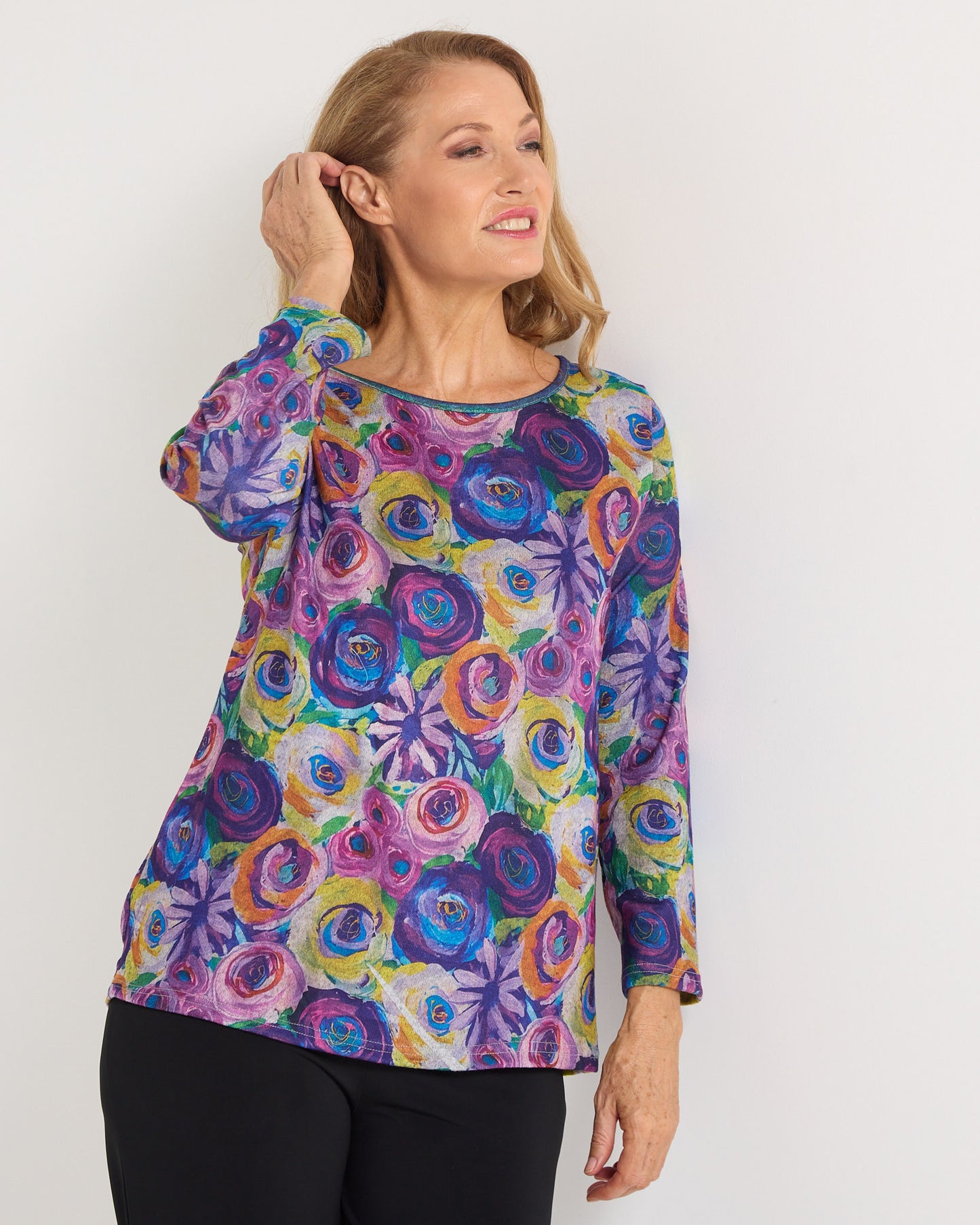 Rory Knit Top - Abstract Flowers