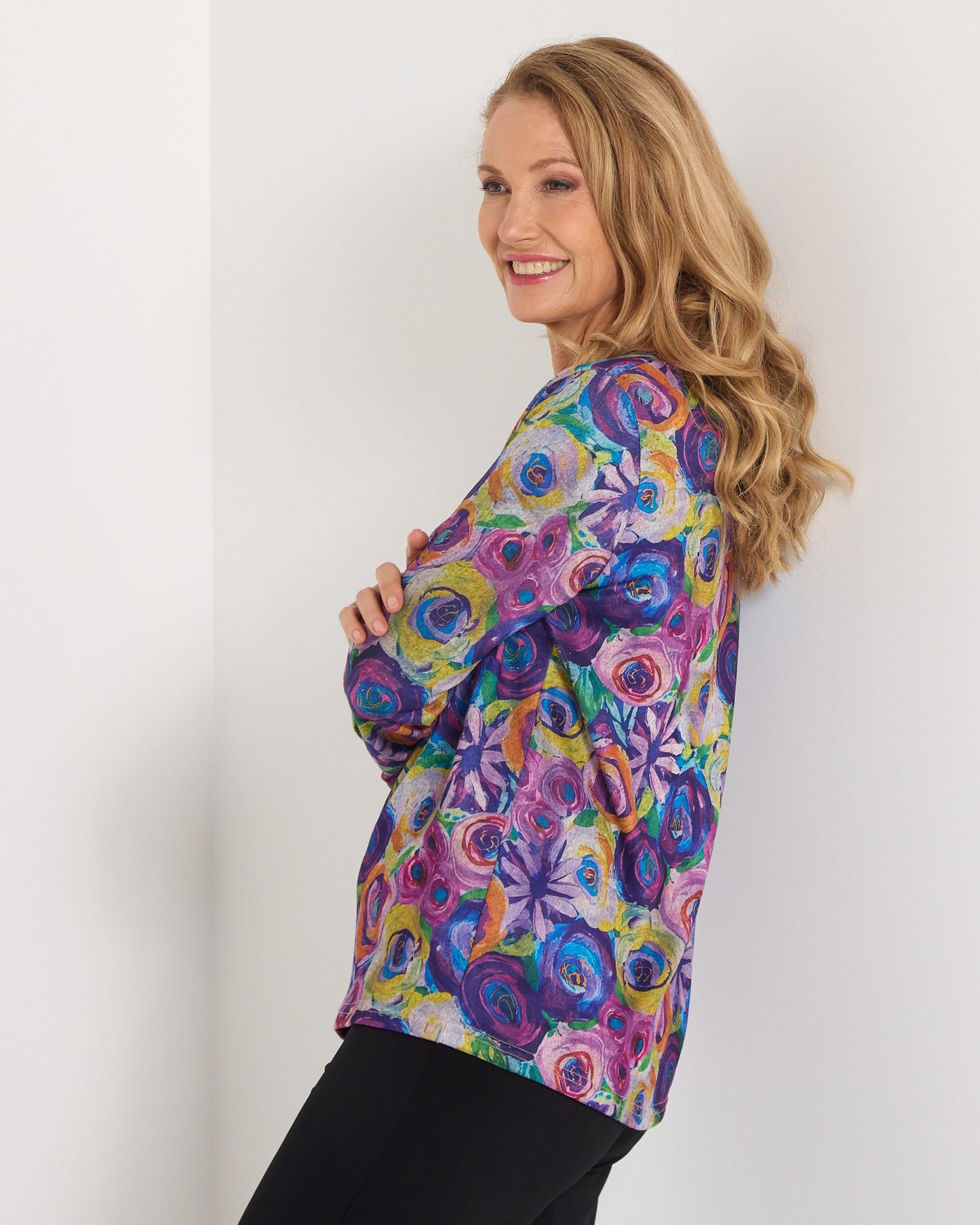 Rory Knit Top - Abstract Flowers