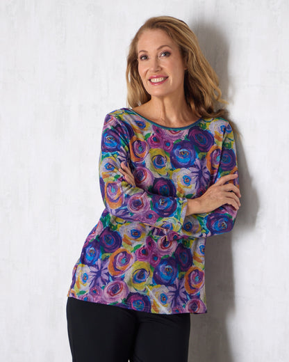 Rory Knit Top - Abstract Flowers