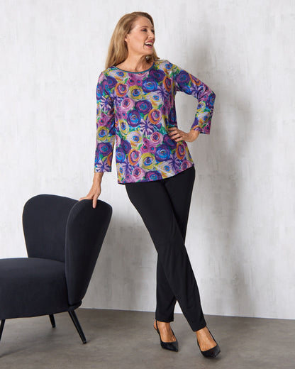 Rory Knit Top - Abstract Flowers
