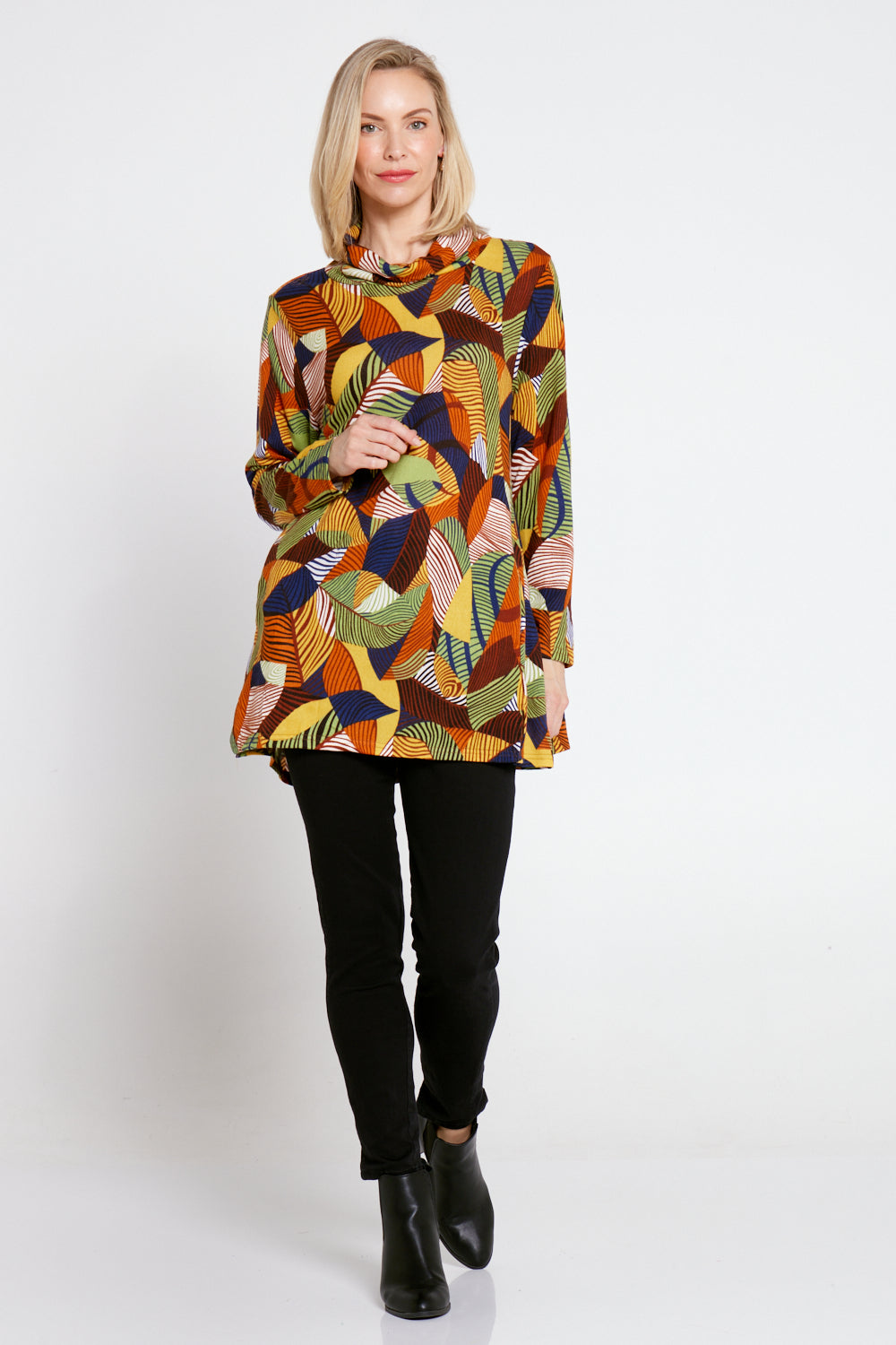 Lina Cowl Knit Tunic - Autumnal