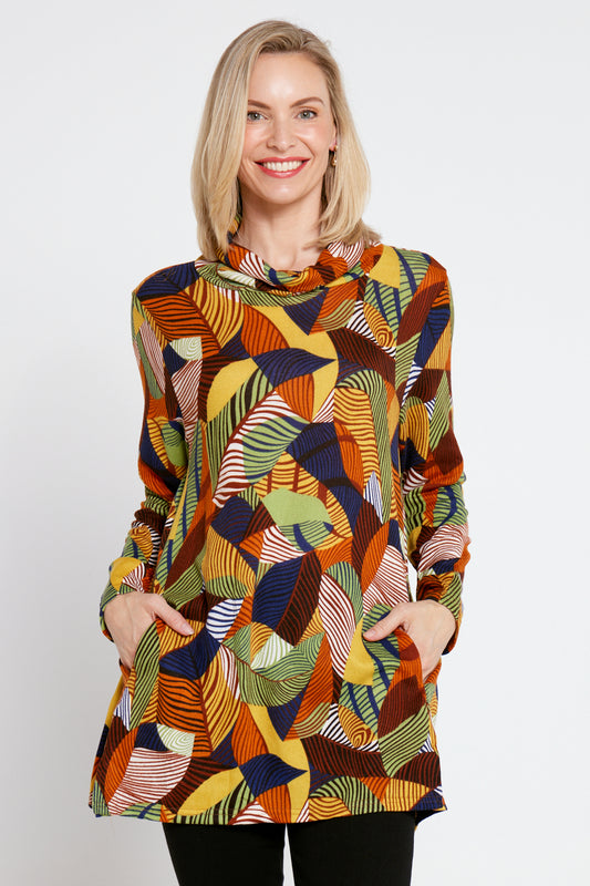 Lina Cowl Knit Tunic - Autumnal