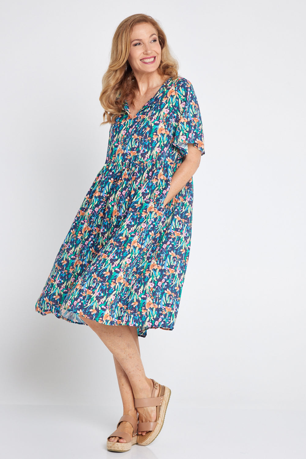 Avery Cotton Dress Snapdragon Floral TULIO Fashion