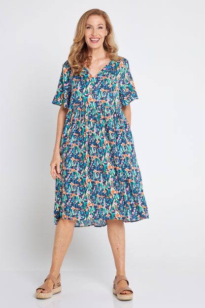 Avery Cotton Dress - Snapdragon Floral