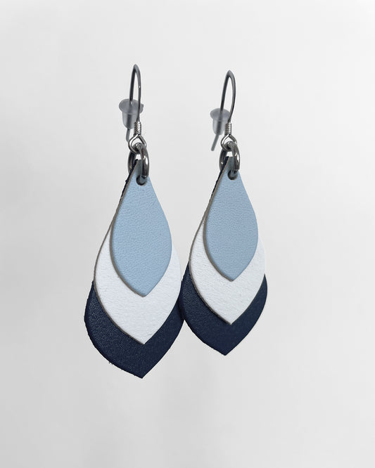 Azure Coast Teardrop Leather Earrings – Blue