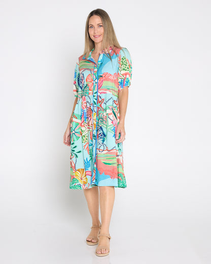Rio Reef Shirt Dress - Tropical Beach Print