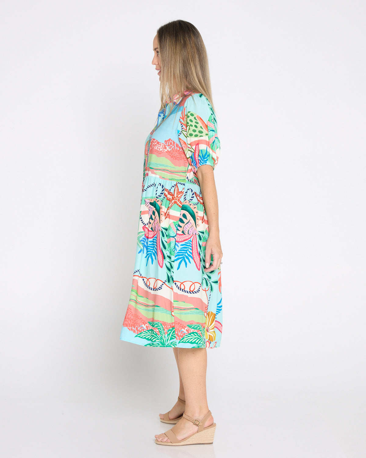 Rio Reef Shirt Dress - Tropical Beach Print