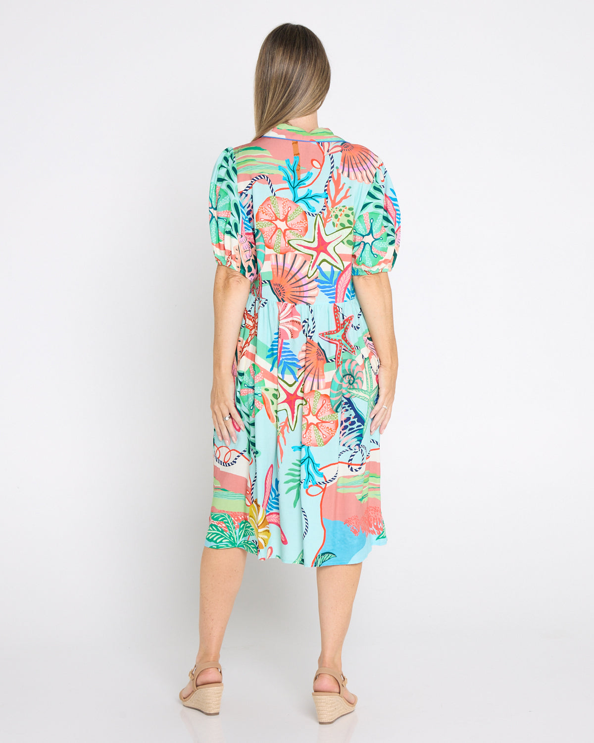 Rio Reef Shirt Dress - Tropical Beach Print