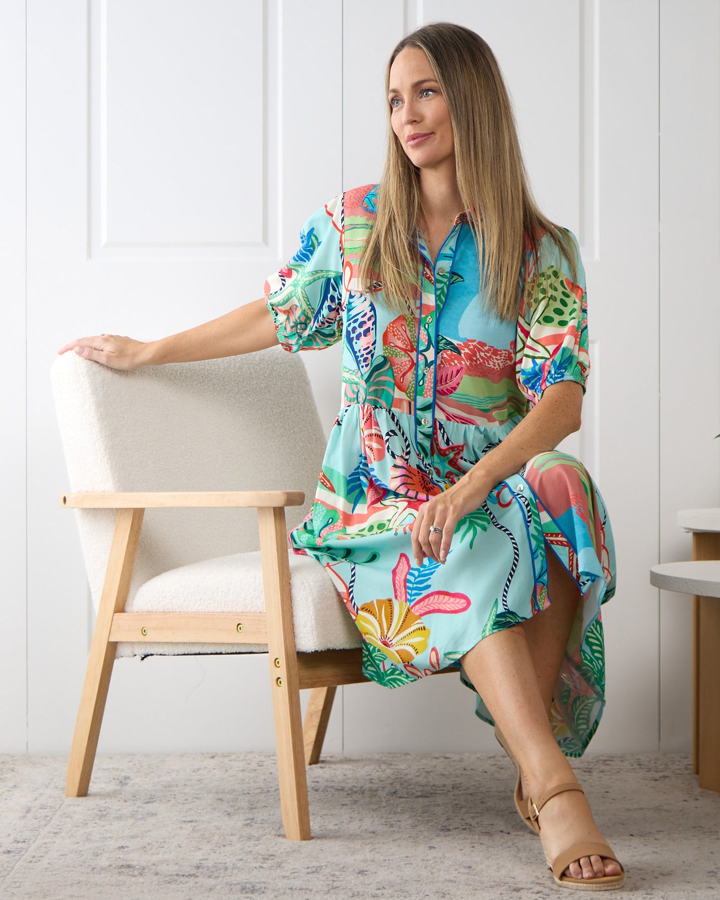 Rio Reef Shirt Dress - Tropical Beach Print