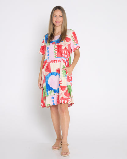 Dawn Shift Dress - Seashell Postcard