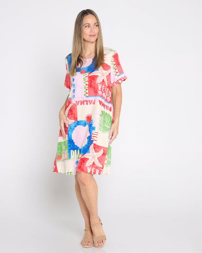 Dawn Shift Dress - Seashell Postcard
