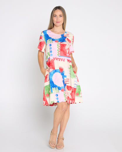 Dawn Shift Dress - Seashell Postcard