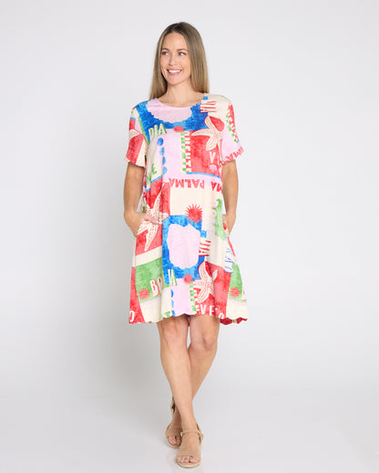 Dawn Shift Dress - Seashell Postcard