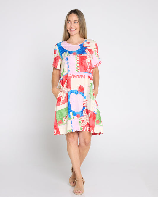 Dawn Shift Dress - Seashell Postcard