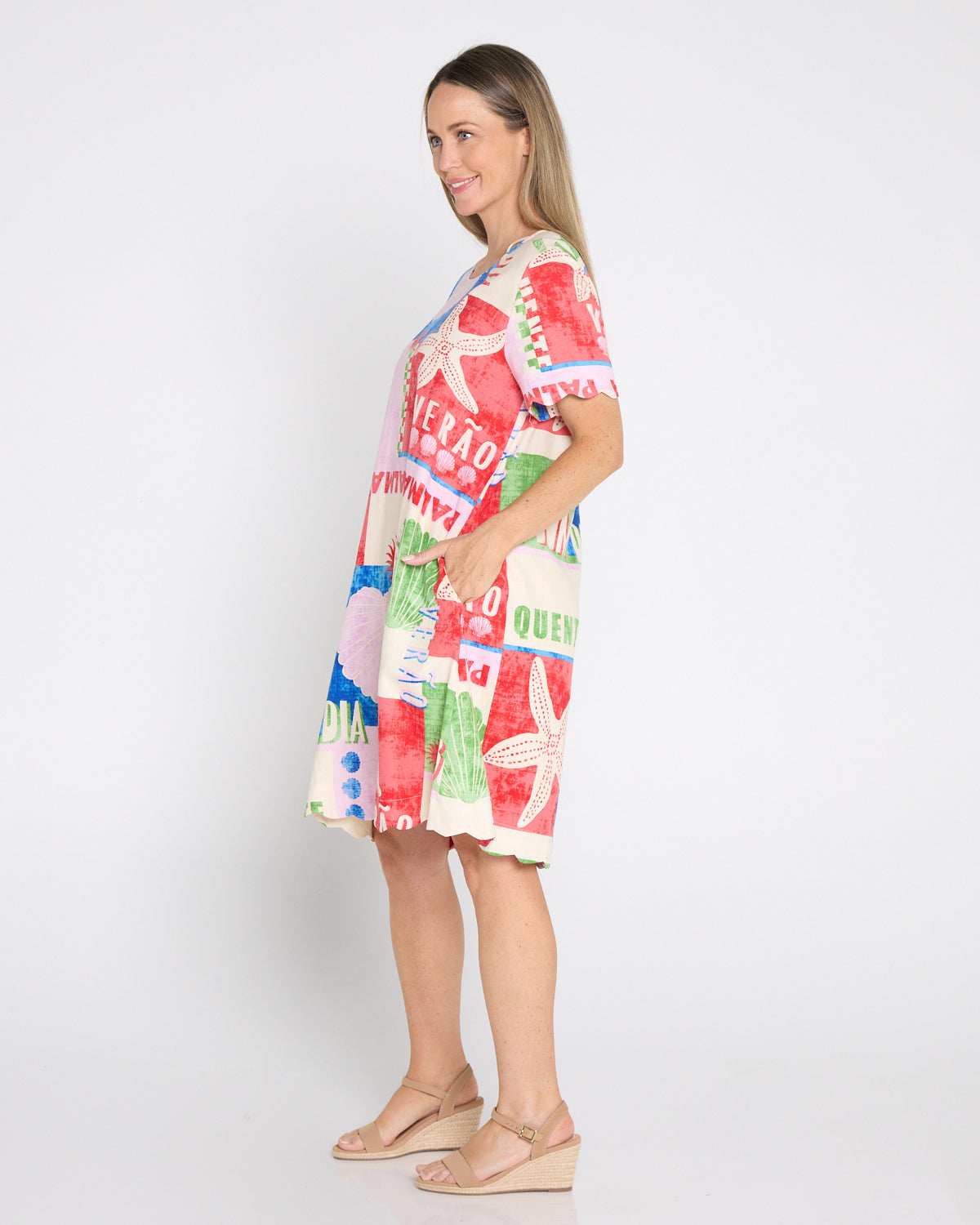 Dawn Shift Dress - Seashell Postcard