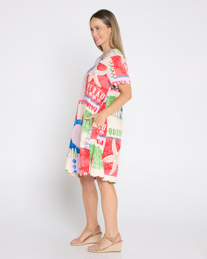 Dawn Shift Dress - Seashell Postcard
