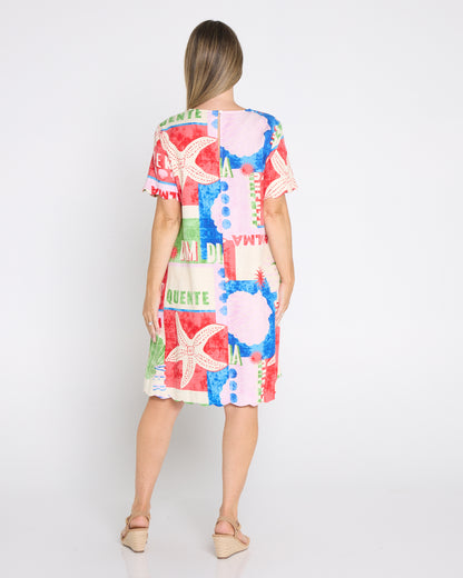 Dawn Shift Dress - Seashell Postcard