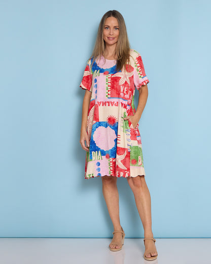 Dawn Shift Dress - Seashell Postcard