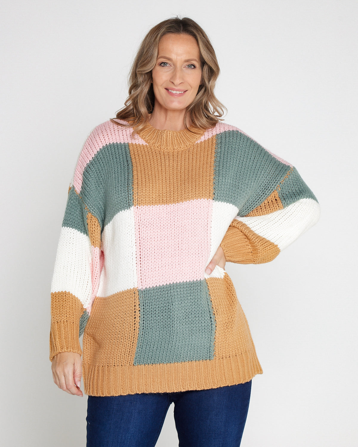 Ashton Knit Jumper - Macaron Check