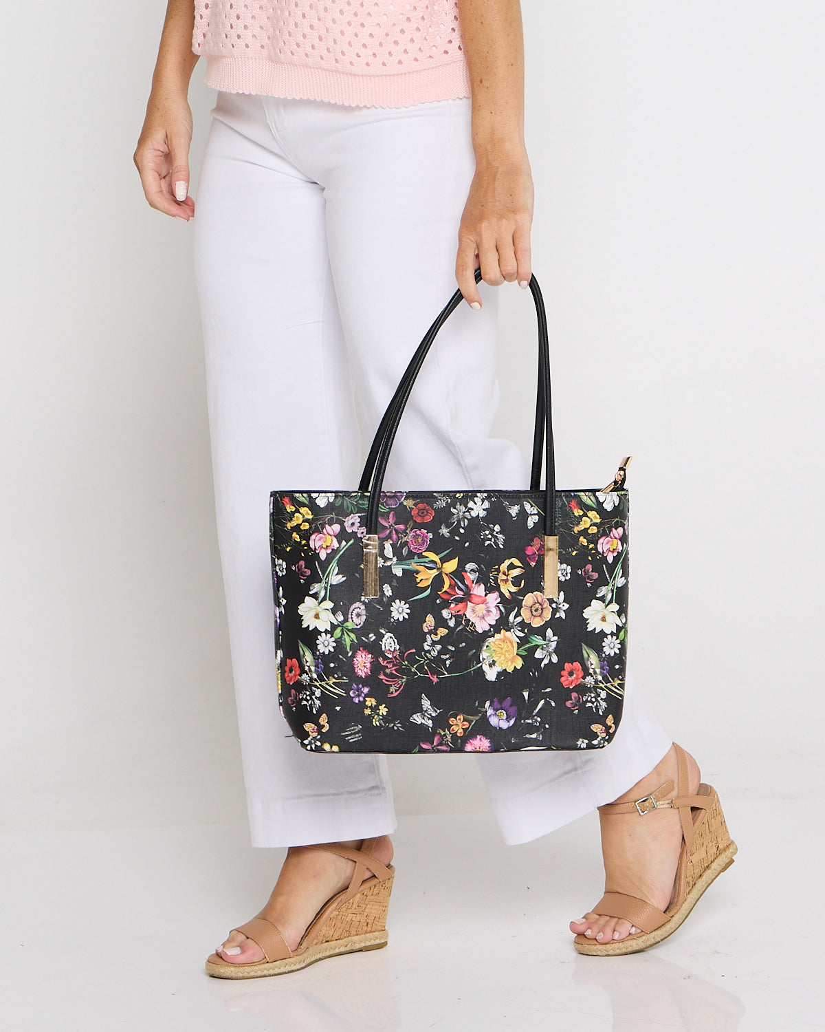 Midnight Garden Tote – Black Floral