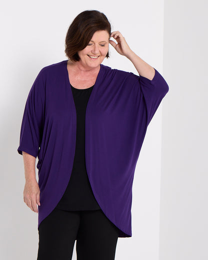 Bamboo Cocoon Cardigan - Eggplant