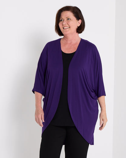 Bamboo Cocoon Cardigan - Eggplant