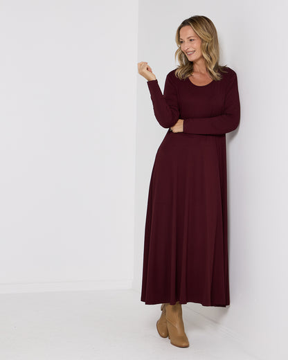 Lux Bamboo Swing Dress - Burgundy