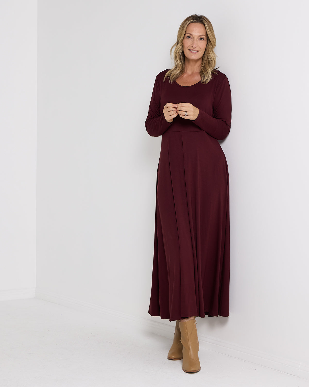 Lux Bamboo Swing Dress - Burgundy