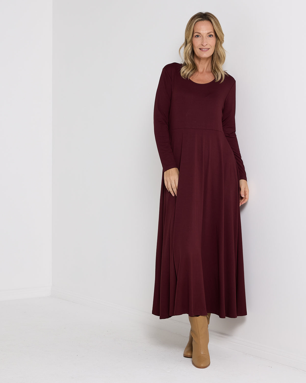 Lux Bamboo Swing Dress - Burgundy