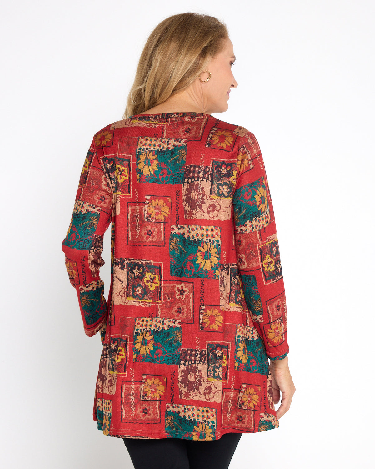 Barb Knit Top - Vermillion Collage