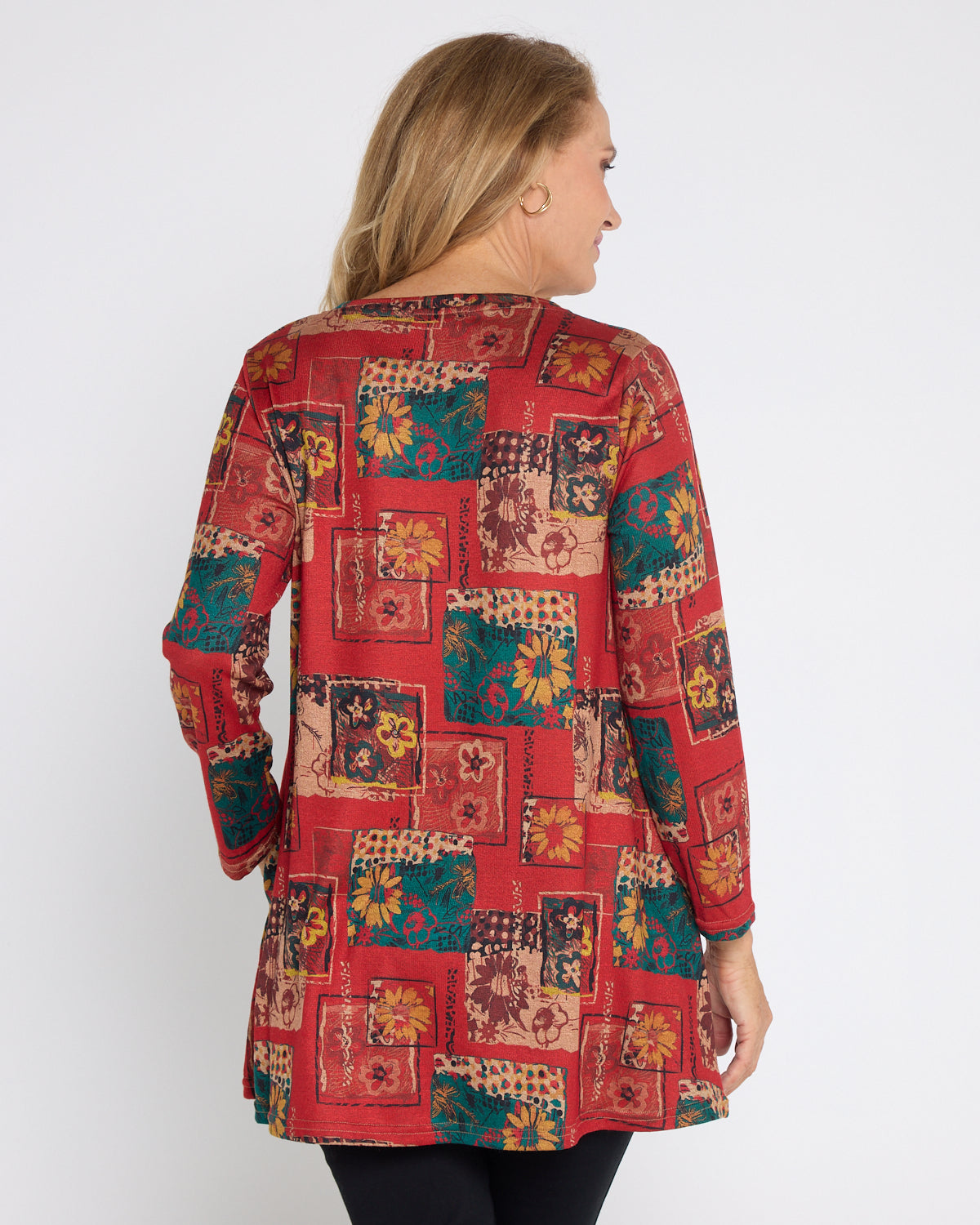 Barb Knit Top - Vermillion Collage
