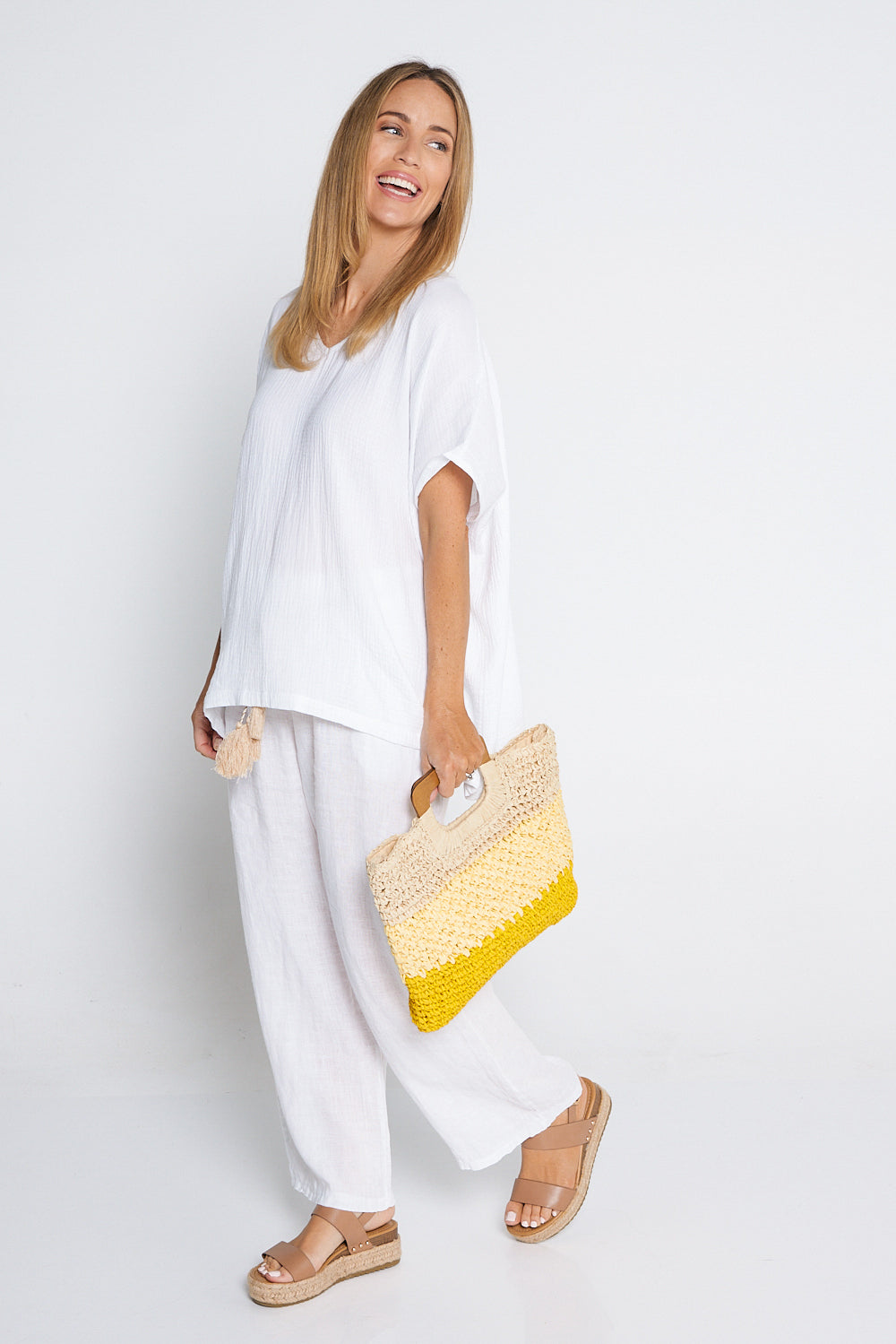 Barcelona Raffia Handbag - Yellow