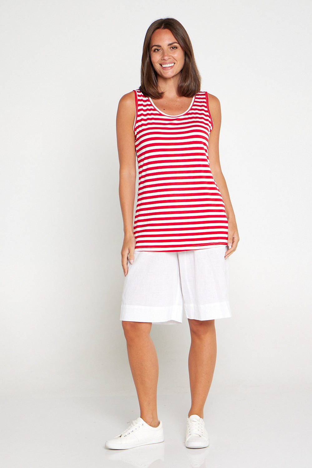 Basic Cotton Tank Red Stripe TULIO Fashion