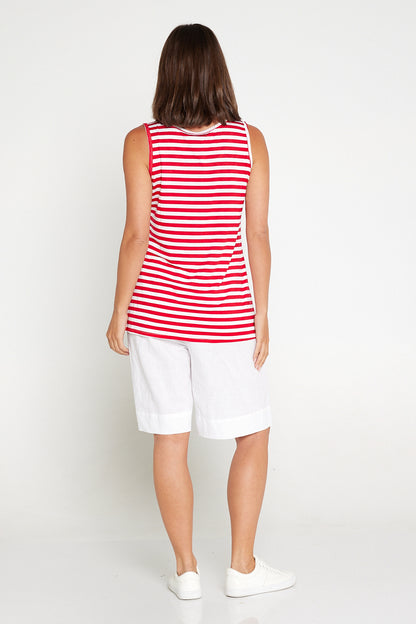Basic Cotton Tank - Red Stripe