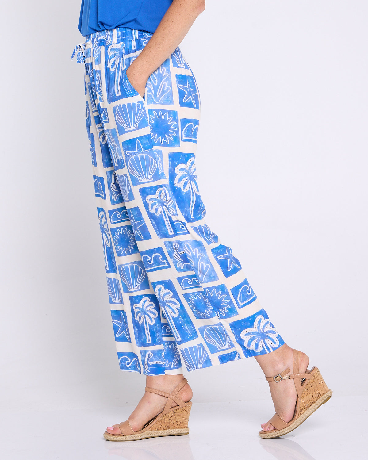Aiko Lightweight Pants - Blue Seaside Sketch