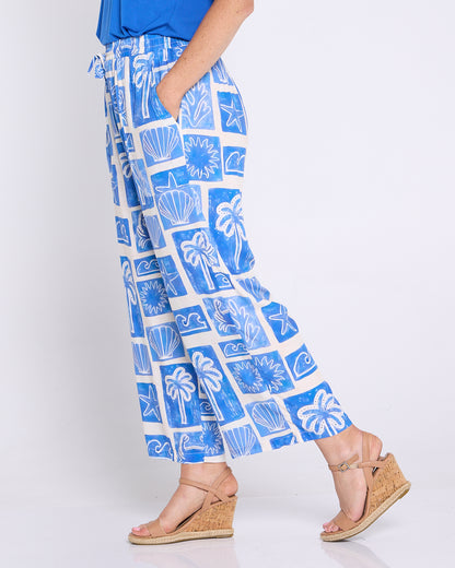 Aiko Lightweight Pants - Blue Seaside Sketch