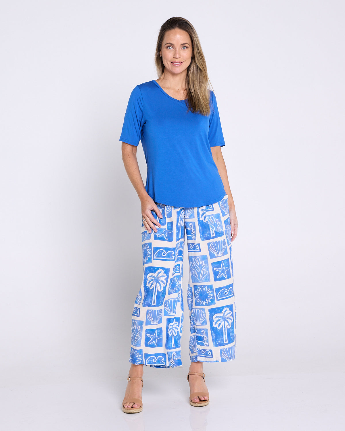Aiko Lightweight Pants - Blue Seaside Sketch