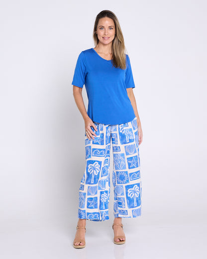 Aiko Lightweight Pants - Blue Seaside Sketch