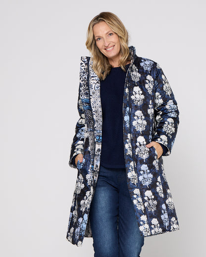 Bhadoi Reversible Puffer Jacket - Blue Patchwork