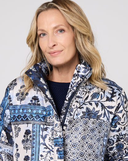 Bhadoi Reversible Puffer Jacket - Blue Patchwork
