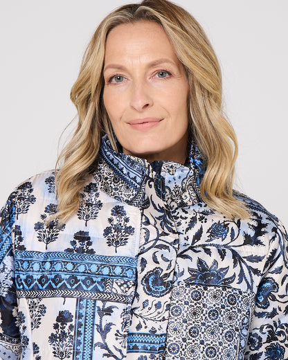 Bhadoi Reversible Puffer Jacket - Blue Patchwork