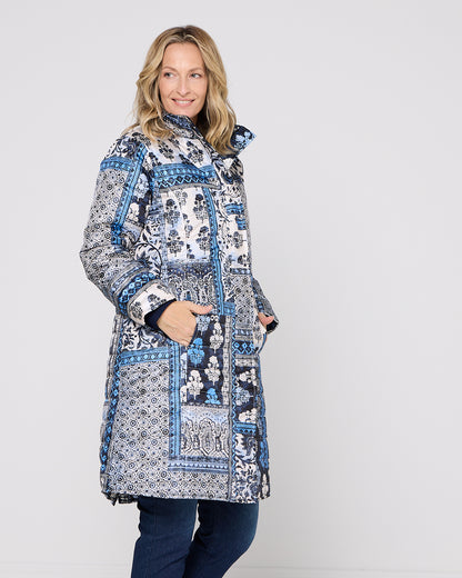 Bhadoi Reversible Puffer Jacket - Blue Patchwork