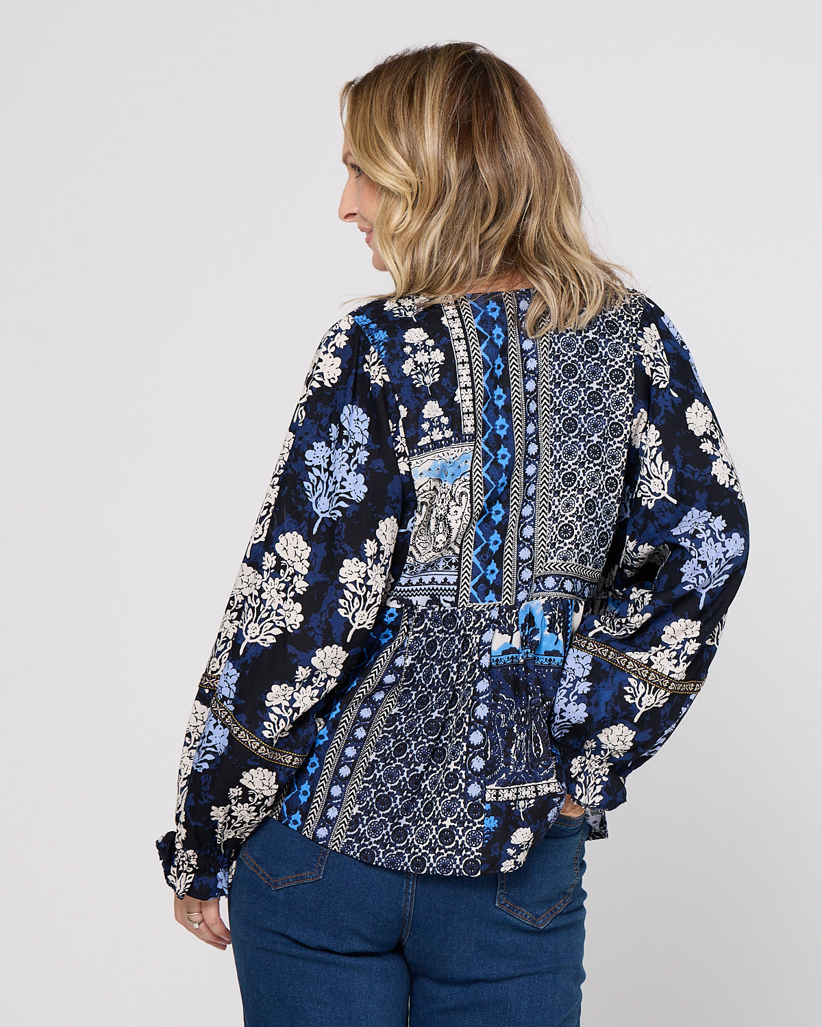 Bhadoi Blouse - Indigo Print