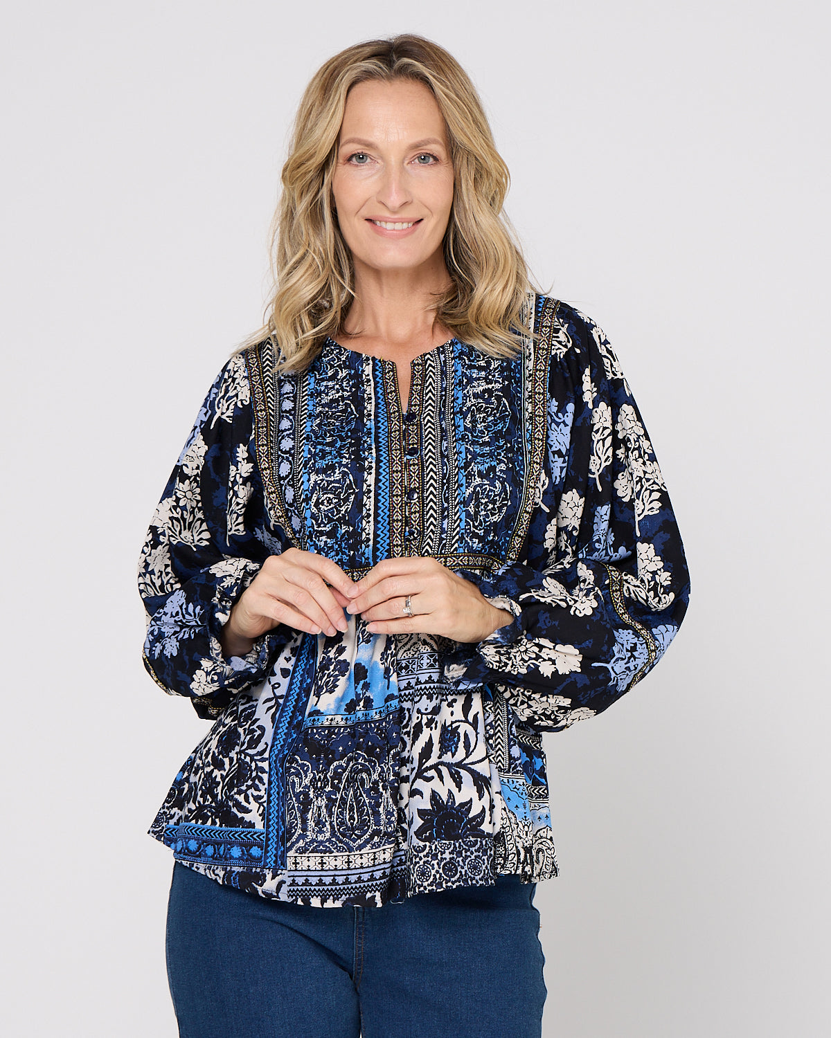 Bhadoi Blouse - Indigo Print