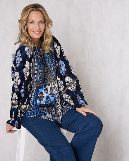 Bhadoi Blouse - Indigo Print