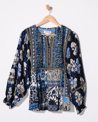 Bhadoi Blouse - Indigo Print
