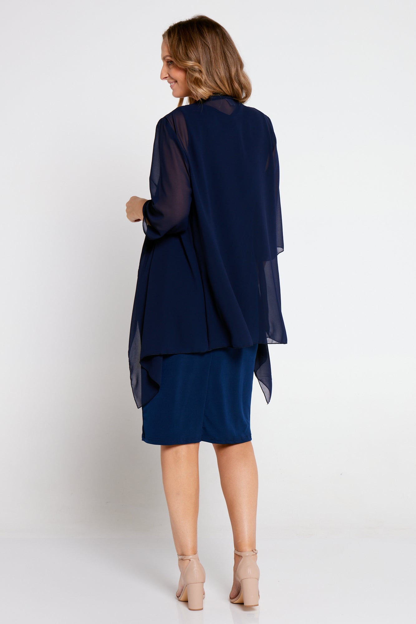 Navy chiffon waterfall jacket clearance