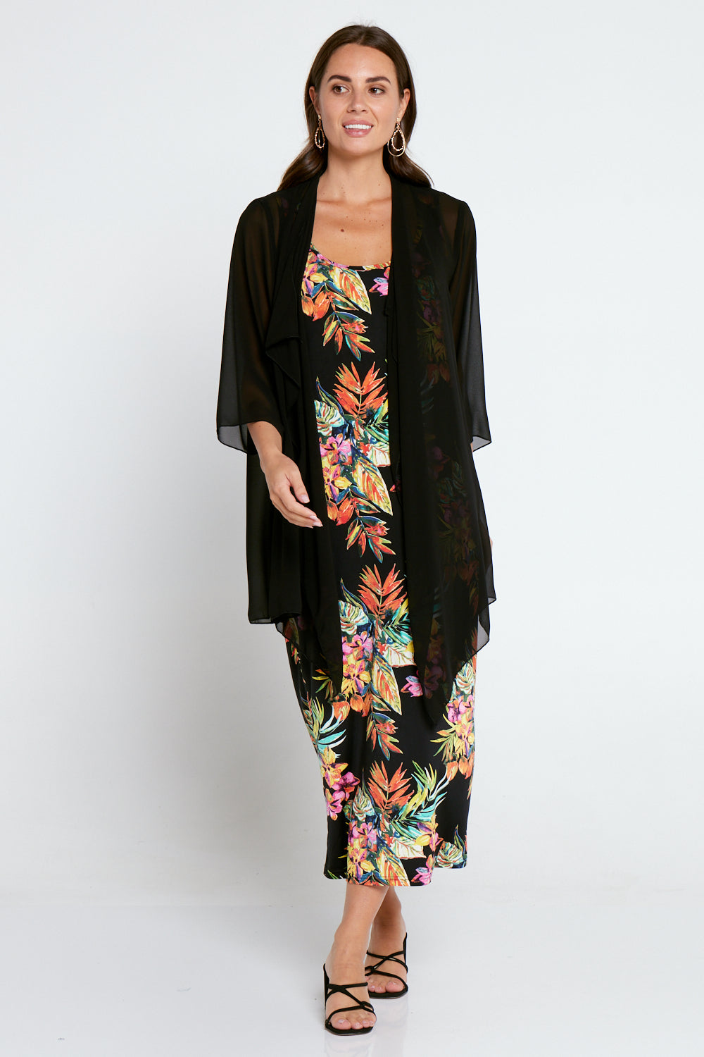 Bianca Chiffon Waterfall Jacket Black