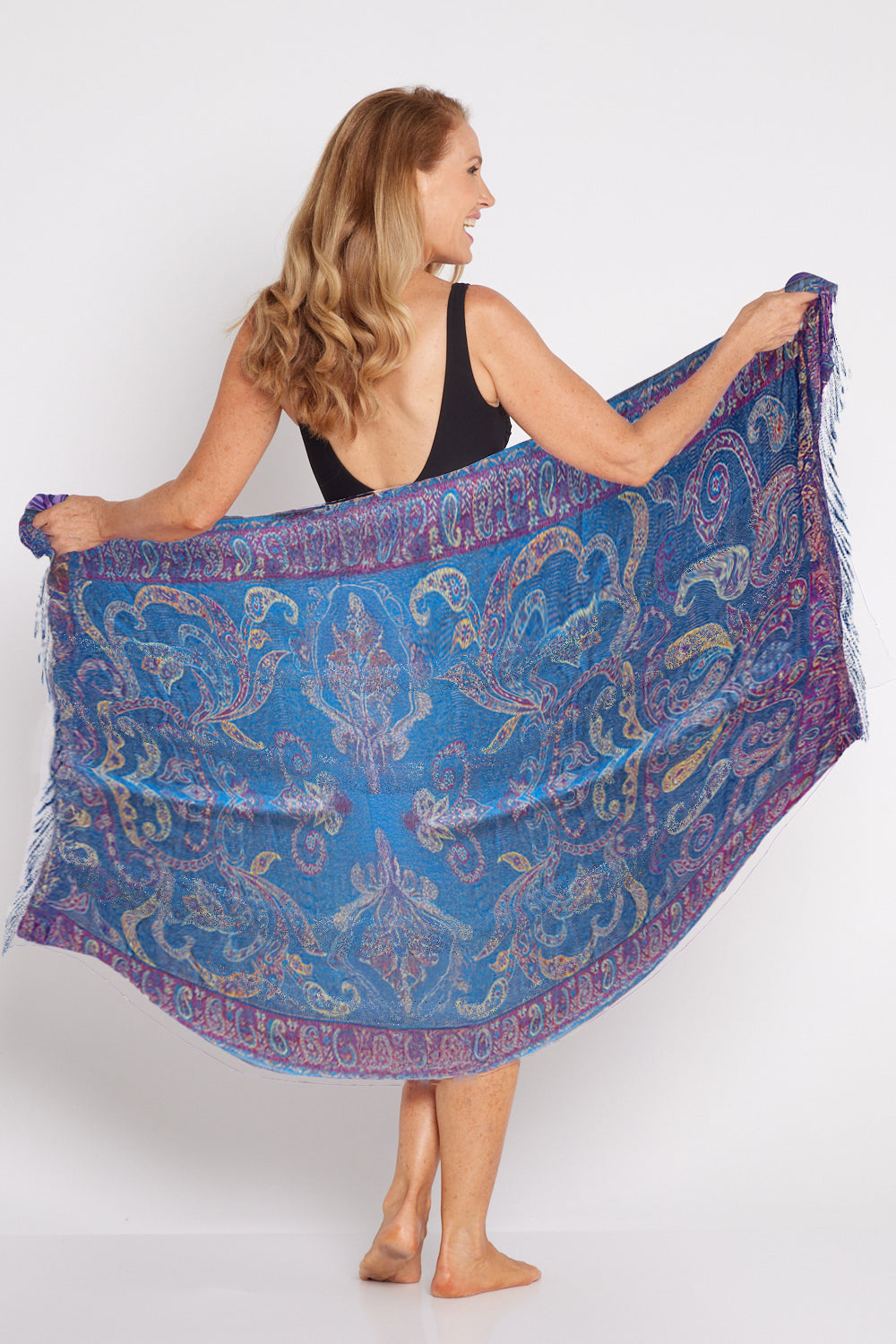 Sitar Reversible Scarf - Lapis Paisley