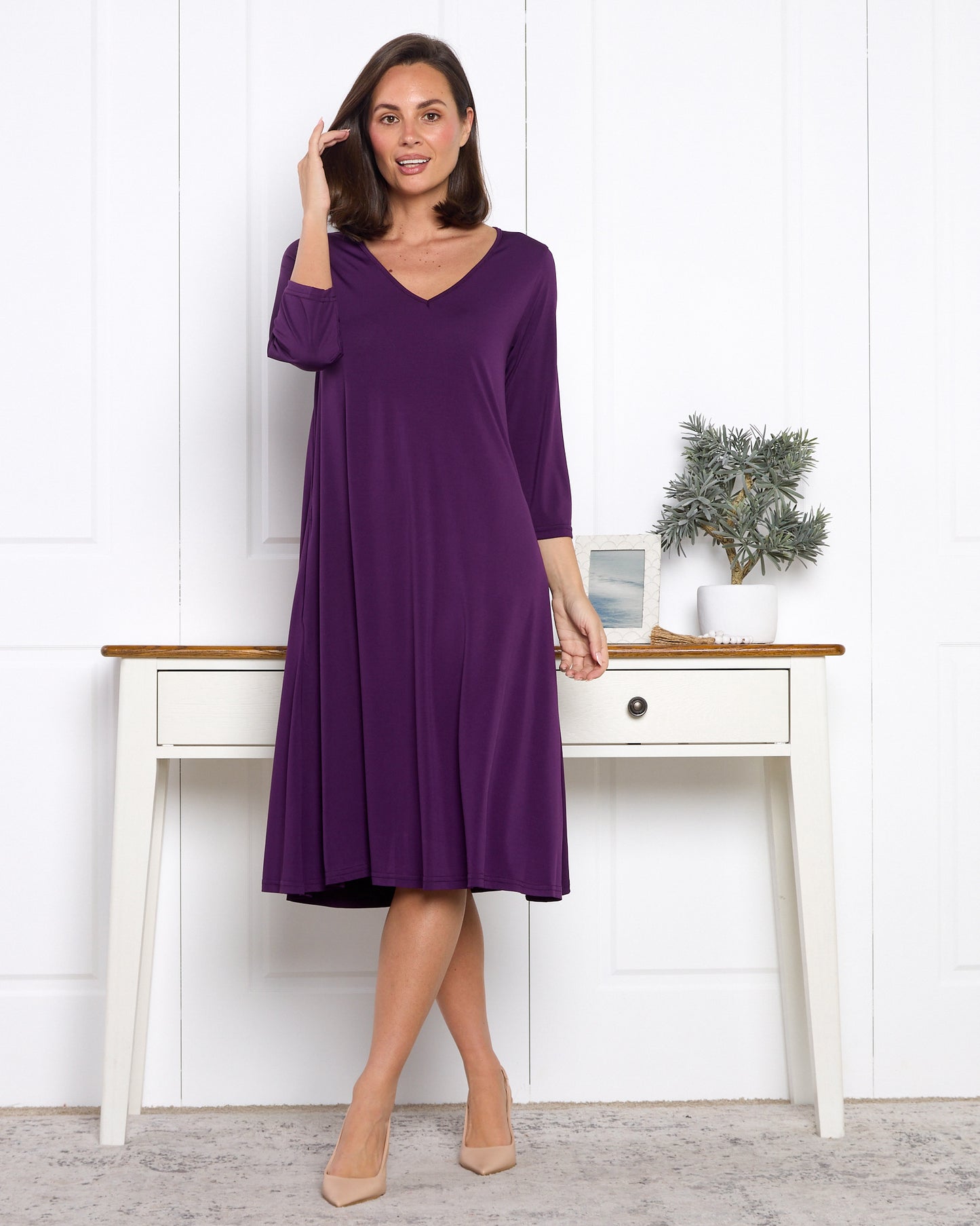 Christobel Sleeved Dress - Purple